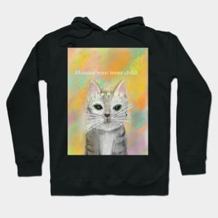 Honour your inner child, cat art, spirt animal Hoodie